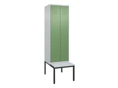PBM-locker met bank,HxBxD 2120x600x815mm,2vak,vak B 300mm,cil.-slot