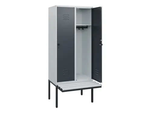 locker met bank,HxBxD 1950x800x815mm,2vak,vak B 400mm,draaigrendel