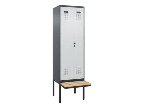 locker met bank,voor scheiding van kleding,HxBxD 2120x600x815mm,2vak