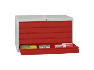 ladekast,HxBxD 600x1023x600mm,5lade(n),cil.slot,RAL7035,front RAL3000 - 2