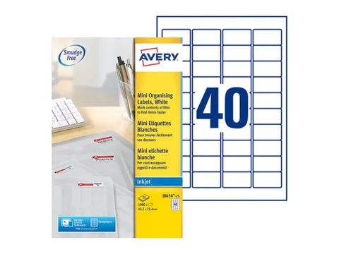 Etiket Avery J8654-25 45.7x25.4mm Inkjet wit 1000 stuks