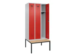 locker met bank,HxBxD 2120x900x815mm,3vak,vak B 300mm,cilinderslot