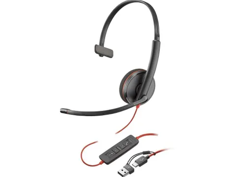 Micro-casque Poly Blackwire 3210 monaural USB-C + adaptateur USB-C/A