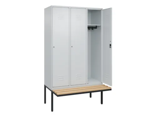 locker met bank,HxBxD 2120x1200x815mm,3vak,vak B 400mm,cil.-slot