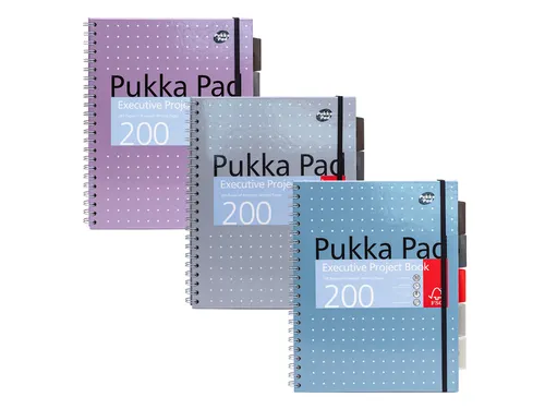 Projectboek Metallic Executive A4 lijn 5-tab 4-gaats 80 gram assorti