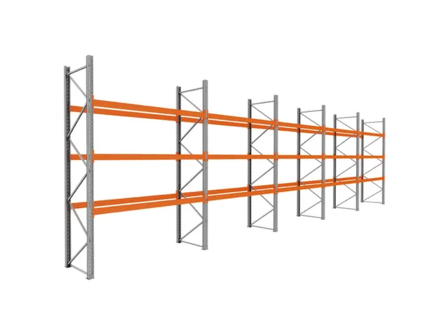 palletstelling,basis+4xaanbouw,HxBxD 3990x14100x1100mm,vakl. 3000kg