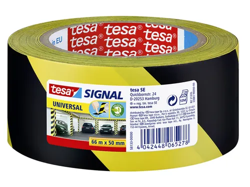 Waarschuwingstape Tesa 58133 geel/zwart 50mmx66m