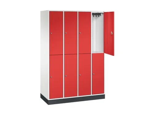 Dubbeldekse garderobekast,HxBxD 1950x1220x500mm,4x2vak.,vak B 260mm