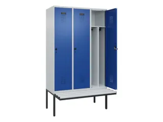 locker met bank,voor scheiding van kleding,HxBxD 2120x1200x815mm,3vak - 1