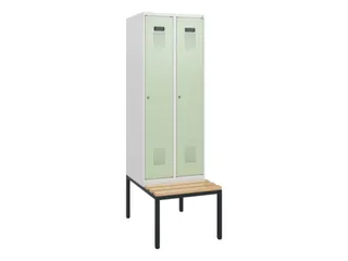 locker met bank,HxBxD 1950x600x815mm,2vak,vak B 300mm,cilinderslot - 2
