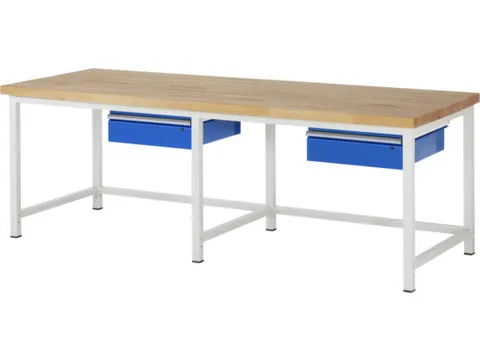 établi HxlxP 840-1040x2500x900mm plateau hêtre force 1250kg 4 pieds