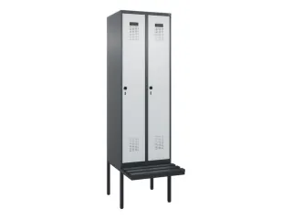 locker met bank,HxBxD 2120x600x815mm,2vak,vak B 300mm,draaigrendel - 2