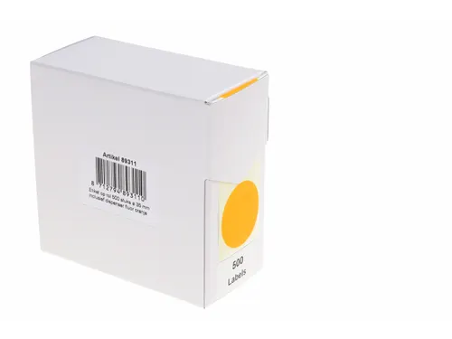 Etiketten Op Rol 35mm Fluor Oranje Met Dispenser 500 Stuks