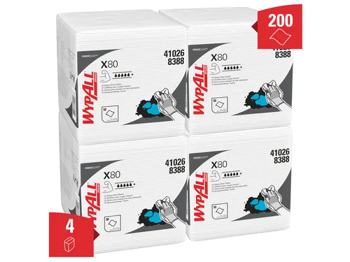 Poetsdoek WypAll X80 PowerClean 305x317mm 4x50vel wit 8388