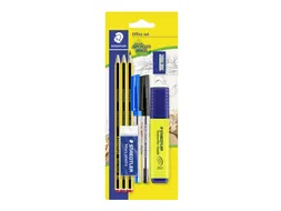 Schrijfset Staedtler 3 Noris potl HB-2 balpennen-markeerst-gum-slijper