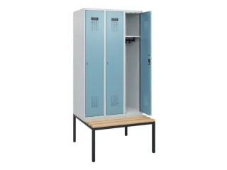 locker met bank,HxBxD 1950x900x815mm,3vak,vak B 300mm,cilinderslot - 1