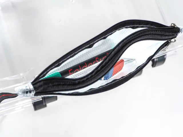 Trousse Foldersys A6 PVC transparent avec fermeture éclair noire 2 co