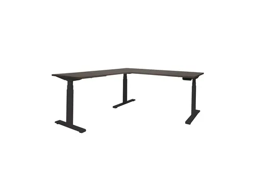 Elektrisch Hoekbureau Dextro Plus 160x200cm Frame Zwart Blad Logan Eik