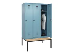 locker met bank,HxBxD 2120x1200x815mm,3vak,vak B 400mm,draaigrendel