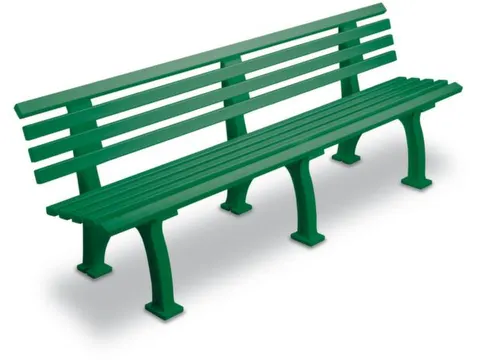 Kunststofbank 740x2000x380mm Zit H 440mm 9 Latten 3 Pootstellen Groen