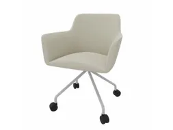 Bezoekersstoel 4-Voet/4Wielen Ronde Buis Verchroomd Beige