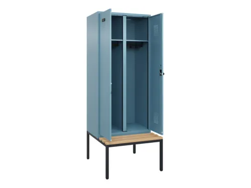 locker met bank,voor scheiding van kleding,HxBxD 2120x800x815mm,2vak