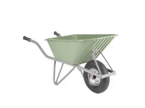 kruiwagen voor tuin,80l,HxBxD 700x600x1410mm,HDPE-bak,groen,staal