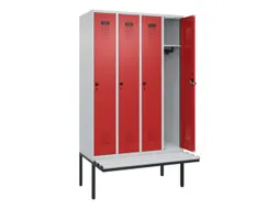 locker met bank,HxBxD 2120x1200x815mm,4vak,vak B 300mm,draaigrendel