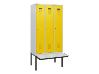 locker met bank,HxBxD 1950x900x815mm,3vak,vak B 300mm,cilinderslot - 2