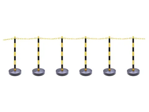 Kettingstaander-set Kunststof 6 Kettingstaanders Ronde Voet 10m