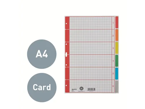 Tabbladen Leitz 4-gaats 4350 6-delig grijs karton