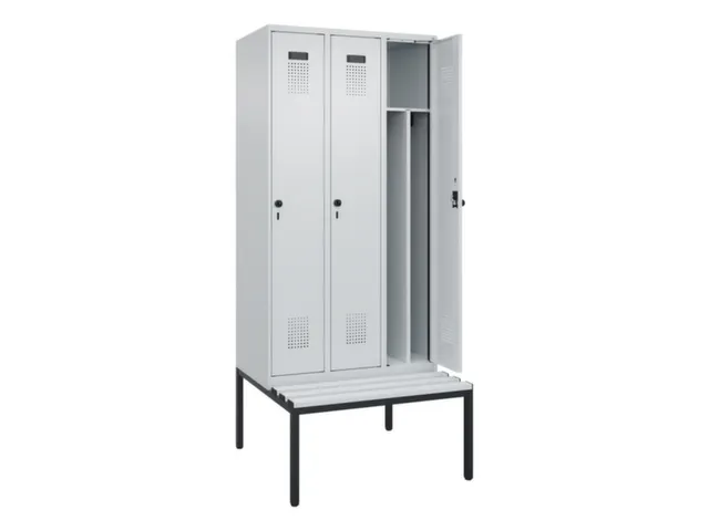 locker met bank,voor scheiding van kleding,HxBxD 2120x900x815mm,3vak