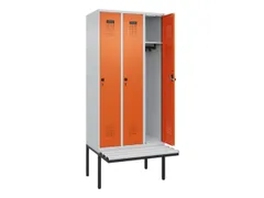 locker met bank,HxBxD 2120x900x815mm,3vak,vak B 300mm,draaigrendel