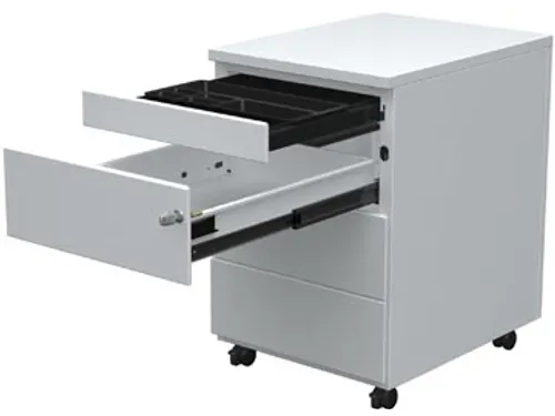Mobiele ladenblok, 3 laden + pennenlade, wit