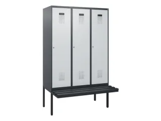 locker met bank,HxBxD 1950x1200x815mm,3vak,vak B 400mm,cilinderslot - 2