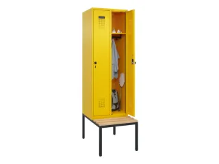 locker met bank,HxBxD 2120x600x815mm,2vak,vak B 300mm,draaigrendel - 1