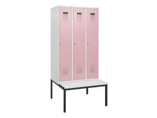 locker met bank,HxBxD 1950x900x815mm,3vak,vak B 300mm,cilinderslot - 2