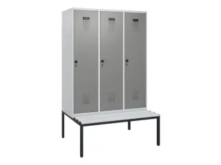 locker met bank,HxBxD 1950x1200x815mm,3vak,vak B 400mm,draaigrendel - 2