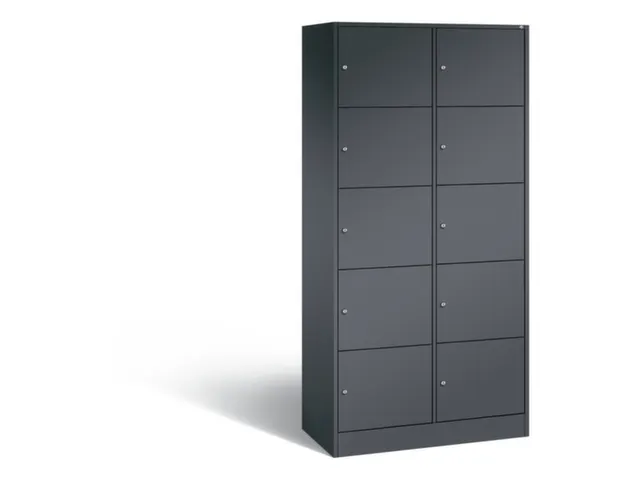 lockerkast,HxBxD 1950x900x480mm,2x5vakken,romp RAL7021,front RAL7021