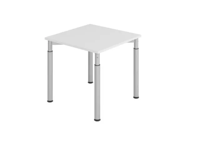 bureau,HxBxD 680-820x800x800mm,blad grijs,4voeten zilverkleurig