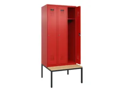 locker met bank,HxBxD 2120x900x815mm,3vak,vak B 300mm,cilinderslot