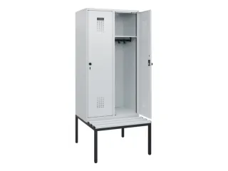 locker met bank,HxBxD 1950x800x815mm,2vak,vak B 400mm,draaigrendel - 1