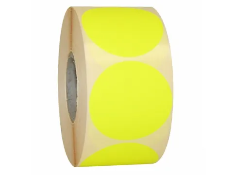 Etiket Rond Fluor Geel 50mm Op rol 2000 Stuks
