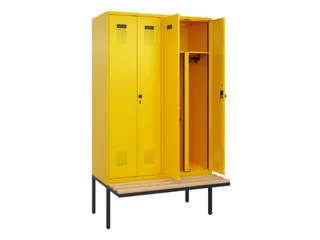 PBM-locker met bank,HxBxD 2120x1200x815mm,4vak,vak B 300mm - 1