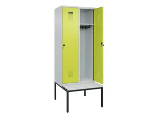 locker met bank,HxBxD 2120x800x815mm,2vak,vak B 400mm,draaigrendel - 1