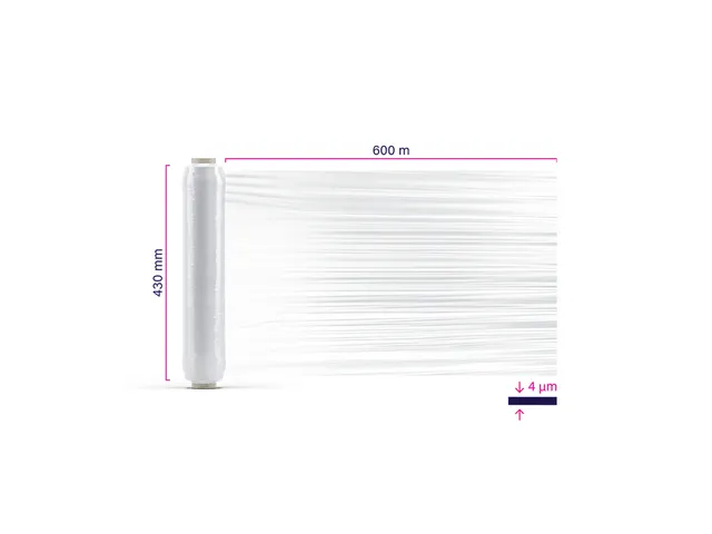 Handrekfilm AXIO 4µm transparant 430mmx600m 6 Rol