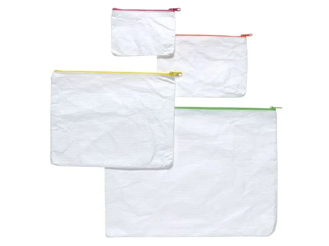 etui A5 Phat-Bag wit groen met hoge duurzaamheid en gele ritssluiting