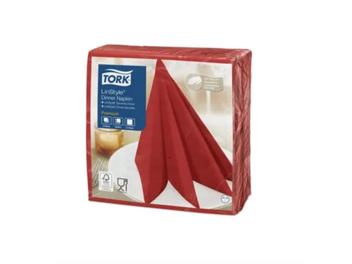 Linstyle Dinnerservet 39x39cm 1/4 vouw rood 12x50 stuks