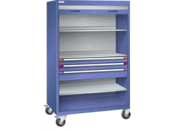 Mobiele roldeurkast,HxBxD 1813x1205x691mm,3xStalen bodem,3lade(n)