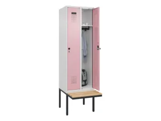 locker met bank,HxBxD 2120x600x815mm,2vak,vak B 300mm,draaigrendel - 1